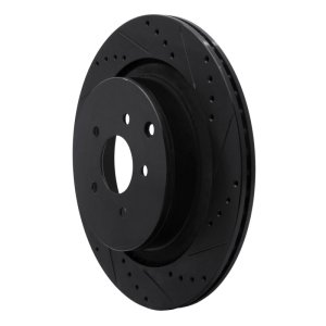 Infiniti Q70L Brake Rotor (1) - Rear Right - R1 Concepts - Drilled & Slotted - Black - `09-`24